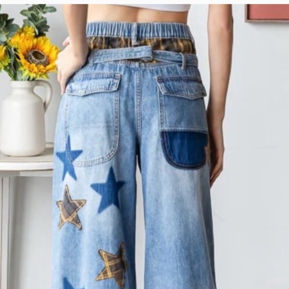 Oli &Hali Love + Stars Patchwork Baggy Wide-Leg Jeans 💙 - Picture 7 of 7